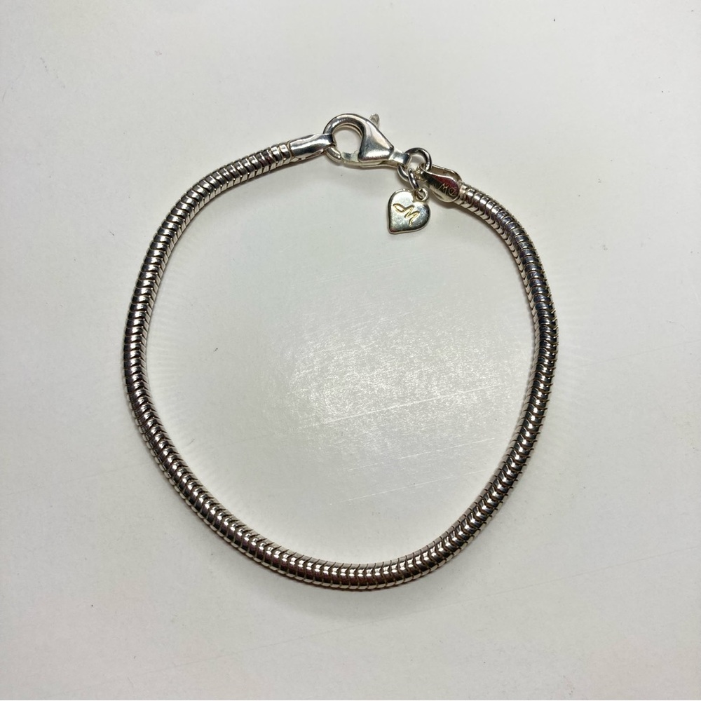 Michael Anthony Vintage Sterling Silver Snake Chain Charm Bracelet 7”